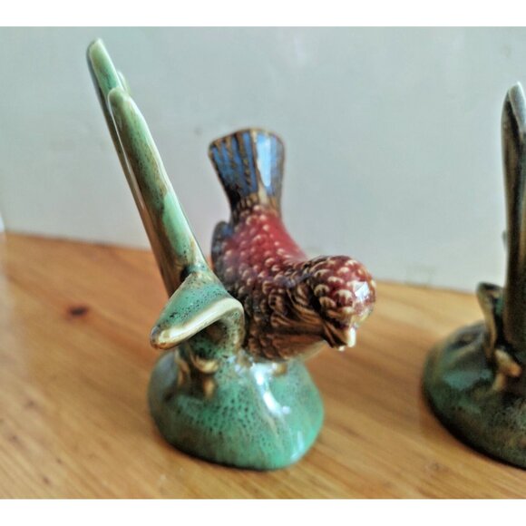 Vintage Ceramic set of two Hand Painted Bird Figurines 4" Tall - Picture 3 of 16